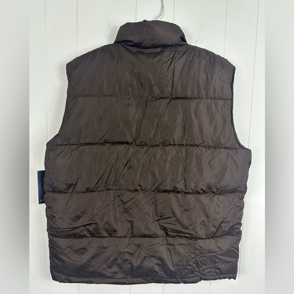 NWT US Polo Assn Mens Sz XL Sleeveless Full Zip Up Quilted Puffer Vest Brown - Picture 3 of 9